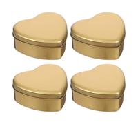 Heart Shaped Candy Gift Boxes 4pcs, Large Tinplate Holders | Curled Edges, Easy Open Close Design, Keeps Treats Fresh for Tea Bags, Small Gifts, Christmas or Halloween