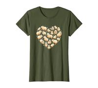 Heart Shaped Capybara T-Shirt, Women, Olive Green, Large