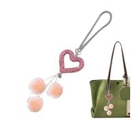 Heart Shaped Car Charm - Car Pendant, Plush Ball, Sparkling Ornament Adding Elegant Style | Beautiful Hanging Decor Designed for Women Girls Indoor