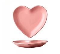 Heart-Shaped Ceramic Plate Personalized Love Snack Jewelry Home Cake Fruit Peach Heart (Pink)
