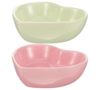 Heart Shaped Ceramic Small Animal Bowl 2pcs Anti-turning