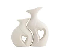Heart Shaped Ceramic Vases - 2 Piece Modern Home Decor Set for Tables, Elegant Desk Ornament Or Flower Holder, Enhance Romantic And Artistic Atmosphere | Living Room C