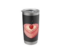 Heart Shaped Cherry Cake Dessert Illustration Bakery Art Stainless Steel Insulated Tumbler