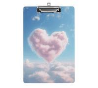 Heart Shaped Cloud Clipboard, A4 Acrylic Clipboard with Hanging Hole, Ultra-Light Clip Board - Holds 100 Sheets, Shatterproof Document Holder for Office, 12.5" X 8.5"