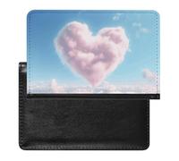 Heart Shaped Cloud Passport Holder with 3 Card Slots, Portable PU Leather Travel Wallet, Slim Protective Cover for Passport, ID, Credit Cards