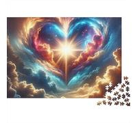 Heart Shaped Cloud Sunlight 1000 Piece Jigsaw Puzzle Jigsaw Puzzle for Adults Relaxation Focus Home Decor Gift 70x50cm/1000pcs
