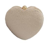 Heart Shaped Clutch Purse Evening Bag Plush Coin Wedding Bag Phone Wallet for Prom Club Party Keychain Shaped