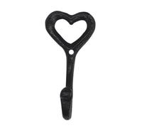 Heart Shaped Coat Hooks, 4 Pack Black Cast Iron Wall Mounted Robe Hooks for Bathroom Kitchen Bedroom, Heavy Duty Traditional Decorative Towel Hanger, 12cm High