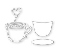 Heart Shaped Coffee Cup Die Cuts for Card Making, Cartoon Cup Metal Cutting Dies for Paper Scrapbooking, DIY Stencils for Album Party Wedding Festivals Decoration