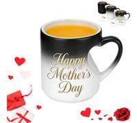 Heart Shaped Coffee Mug Color Changing Effect 11oz Magic Mug for Mother's Day Surprise Hot Drinks Romantic Gift for Mom with 3D Heart Rim (A)
