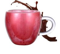 Heart Shaped Coffee Mug - Double Wall Mugs for Tea and Hot Coffee | Artistic Glass Espresso Cup for Cappuccino, Coffee, Tea, Milk