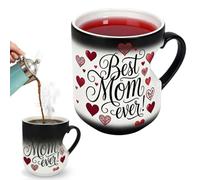 Heart-Shaped Color Changing Magi-c Mug - Best Mum Ever, 350ml Funny Heat Sensitive Color Changing Ceramic Coffee Mug with Hearts Handle, Mother’s Day Gifts for Mum