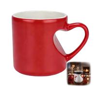 Heart-Shaped Color Changing Magic Ceramic Mug, 11oz Heat Sensitive Thermochromic Coffee Cup,That Reveals Surprise Design When Filled with Hot Beverage for Giving to Your Partner (Red)