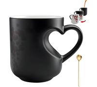 Heart-Shaped Color Changing Magic Ceramic Mug, Color Changing Heart Mug, 11oz Magic Heat-Sensitive Hearts Mugs, Thermochromic Reveal Design Hearts Handle Coffee Cup (1PC)