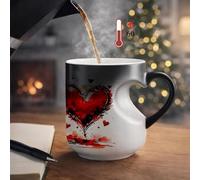 Heart-Shaped Color-Changing Magic Ceramic Mug,Funny Coffee Cup with Heart-Shaped Handle,Reveals A Color-Changing Surprise When Hot Drinks are Poured in,A Romantic Gifts for Mother's Day