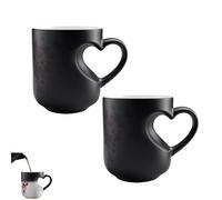 Heart Shaped Color Changing Magic Ceramic Mug, Heat Sensitive Coffee Cup with Heart Handle, Romantic Colour Changing Mug for Hot Drinks and Valentine Gifts (2)