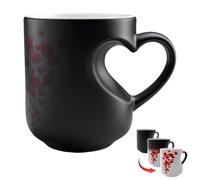 Heart-Shaped Color Changing Magic Ceramic Mug, Magic Love Reveal Mug, Heat Activated Color Changing Mug Coffee Cup with Hidden Heart Design, Thermochromic Red Heart Patterncolor Changing Cup