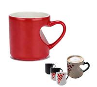 Heart-Shaped Color Changing Magic Ceramic Mug, Reveals Surprise Design When Filled with Hot Beverage for Daily Use(Red)
