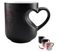 Heart-Shaped Color Changing Mug, 325 ml Funny Thermochromic Ceramic Coffee Cup with Heart Handle, Romantic Gift for Valentine's Day, Easter and Mother's Day