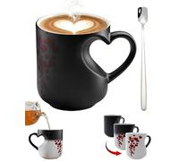 Heart Shaped Colour Changing Mug, Heart-Shaped Color Changing Magic Ceramic Mug, Temperature Activated Reveals Red Hearts with Hot Drinks, Romantic Gift for Couples (1Pc)