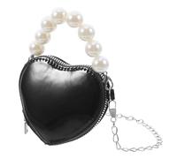 Heart Shaped Crossbody Bag, Small Black PU Chain Shoulder Handbag | Compact Design for Cash and Earbuds Case, Chic Accessory, Parties, Dates, Christmas or Valentine's Day