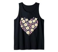 Heart Shaped Daisy Lavender Pink Blossom Butterfly Bouquet Tank Top