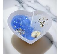 Heart-Shaped Decorative Wax Handmade Luxurious Candles Red and Blue Ocean Theme with Seashells, Gifting Candles, Christmas, Romantic Dinner Candles (Ocean Theme Heart Candle)