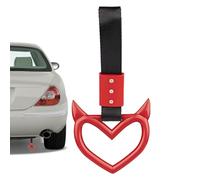 Heart-shaped devil handle for car, warning ring for the rear bumper, drift wrist strap design for car interior, stylish devil heart carriage handle, easy installation car belt accessories