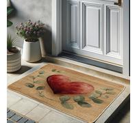 Heart-Shaped Door Mat, Rustic Heart Indoor & Outdoor Entrance Decor, Non-Slip Waterproof Absorbent Welcome Mat, Perfect for Spring and Valentine's Day 29x17 Inch
