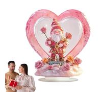 Heart Shaped Dwarf Decoration, Acrylic Gnome Sign | 2D Acrylic Sign for Valentine's Day, Desk Decorations, Creative Gnomes Decorations With Floral Design For E