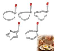 Heart Shaped Egg Ring Stainless Steel Egg Frying Mold with Handle, Heart Egg Shaper,Non Stick Pancake Ring for Fried Eggs, Omelette,Crumpets & Breakfast Sandwich,Cooking Ring for Frying Pan (5PCS)