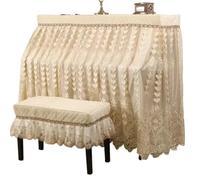 Heart Shaped Embroidered Piano Cover Lace Protective Case Modern Stool For Piano(Beige 1,Bench cover56x36cm)
