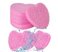 Heart Shaped Facial Sponges - Heart Shape Face Cleaning Sponge Pads, Sponges Cleansing Hearts Cellulose Facial Natural Cosmetic Spa Spong, Makeup Spong For Face Cleansing Gentle Beauty Tool