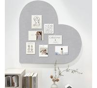 Heart Shaped Felt Bulletin Board with Self Adhesive Tape,50x50cm Large Wall Decoration Memo Photo Display Panel Felt Pin Board for Home School (Grey)