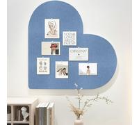 Heart-Shaped Felt Letter Board,Felt Memo Bulletin Panels,Wall Mounted Cork Board for Office Classroom Memory for Jewelry Organizer Wedding Decor (Blue)