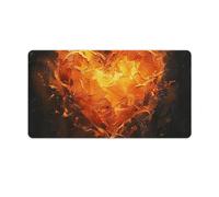 Heart Shaped Flame Desk Mat with Stitched Edges, Rubber Mouse Mat for Keyboard Mats Non-Slip Waterproof Desk Pad Office Supplies Large Gaming Mouse Pad for Home Work