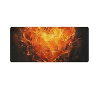 Heart Shaped Flame Desk Mat with Stitched Edges, Rubber Mouse Mat for Keyboard Mats Non-Slip Waterproof Desk Pad Office Supplies Large Gaming Mouse Pad for Home Work