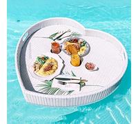 Heart shaped floating tray - Rattan Floating Tray - Perfect for Beach Parties Holds food and drinks with ease, Add a Touch of Luxury to Poolside Gatherings.
