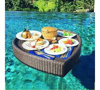 Heart shaped floating tray - Rattan Floating Tray - Perfect for Beach Parties Holds food and drinks with ease, Add a Touch of Luxury to Poolside Gatherings.