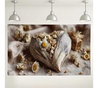 Heart Shaped Floral Backdrop, Rustic Vintage Party Decorations, Natural Plant Photography Background for Weddings and Events 71x43 Inch