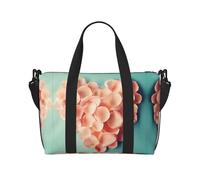 Heart Shaped Floral Petals Large-Capacity Travel Bag with Adjustable Shoulder Strap, Suitable for Sports, Fishing, and Fitness.