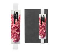 Heart Shaped Floral Petals Pen Holder for Notebook, PU Leather Pen Sleeve Pouch for Gift, Detachable Bookmark Elastic Journal Pencil Holder Case - Hold 2-3 Pens, White