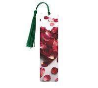 Heart Shaped Floral Petals Printed Metal Bookmarks M - Dark Green Lightweight Aluminium Book Marker for Books, Journals & Gifts, Ideal Book Lovers, Holiday Decor & Crafts