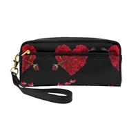 Heart Shaped Floral Petals Women Cosmetic Bag Travel with Two Pockets for Daily Beauty Essentials Accessories Organizer