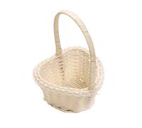 Heart-Shaped Flower Baskets with Handle, Durable Rattan Storage Baskets, White Woven Storage Basket, Small Wicker Flower Basket for Home Garden Decor, 9 * 8 * 12cm