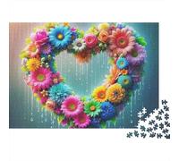 Heart Shaped Flower Wreath 1000 Piece Jigsaw Puzzle for Adults Puzzle Game for Family Colorful Relaxing Decoration 70x50cm/1000pcs