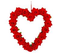 Heart Shaped Flower Wreath, Artificial Roses Flower Garland, Wedding Roses Wreath, Decorative Flower Wreath, Simulation Roses Wreath, Valentine’s Day Wreath, Heart Garland For Wedding