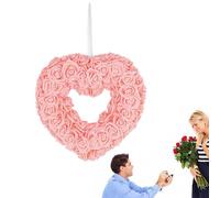 Heart Shaped Flower Wreath, Valentine's Day Wreaths - Heart Shaped Flower Wreath for Front Door | Valentine's Day Simulation Flower Scene Decoration for Festival Party, Marriage Proposal Party