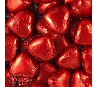 Heart Shaped Foil Wrapped Milk Chocolate Hearts Wedding Party Favours Valentines Day Chocolates | VIMIX (Red Hearts, 500g)