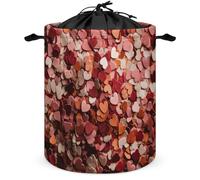 Heart Shaped Fragments Laundry Hamper with Handle Large Collapsible Laundry Baskets Waterproof Dirty Clothes Hamper Circular Organizer Basket Washing Bag for Clothes, Toys 17.3 x 13.8 in
